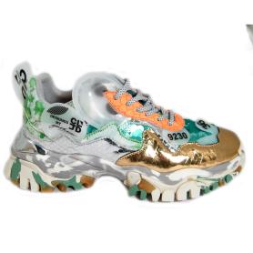 CL'JD gold-green sneakers